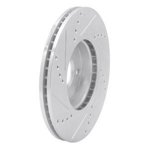 Mazda 2 Brake Rotor (1) - Front Right - R1 Concepts - Drilled & Slotted - Silver - `16-`25